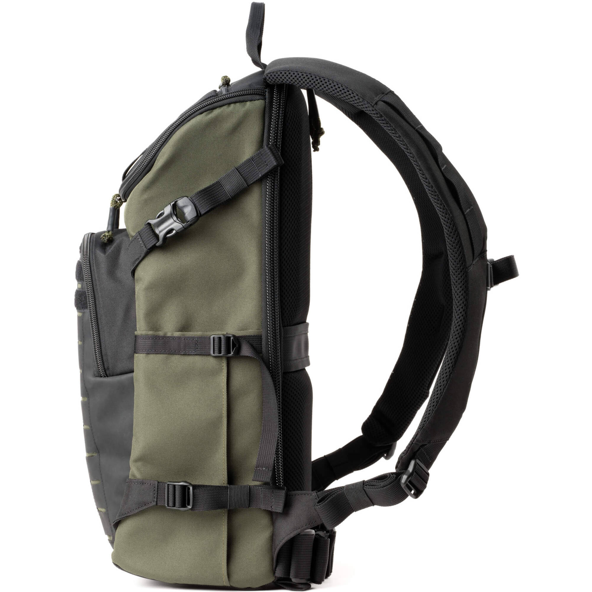 Think Tank DarkLight video equipment bag with padded compartments and adjustable straps for professional gear storage.