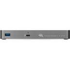OWC Thunderbolt 5 Hub docking station with multiple ports, sleek black design, and USB connections for high-speed device connectivity.