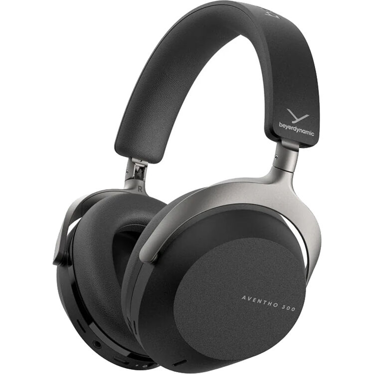 Wireless Beyerdynamic Aventho 300 headphones with over-ear design, black color, and padded ear cushions.