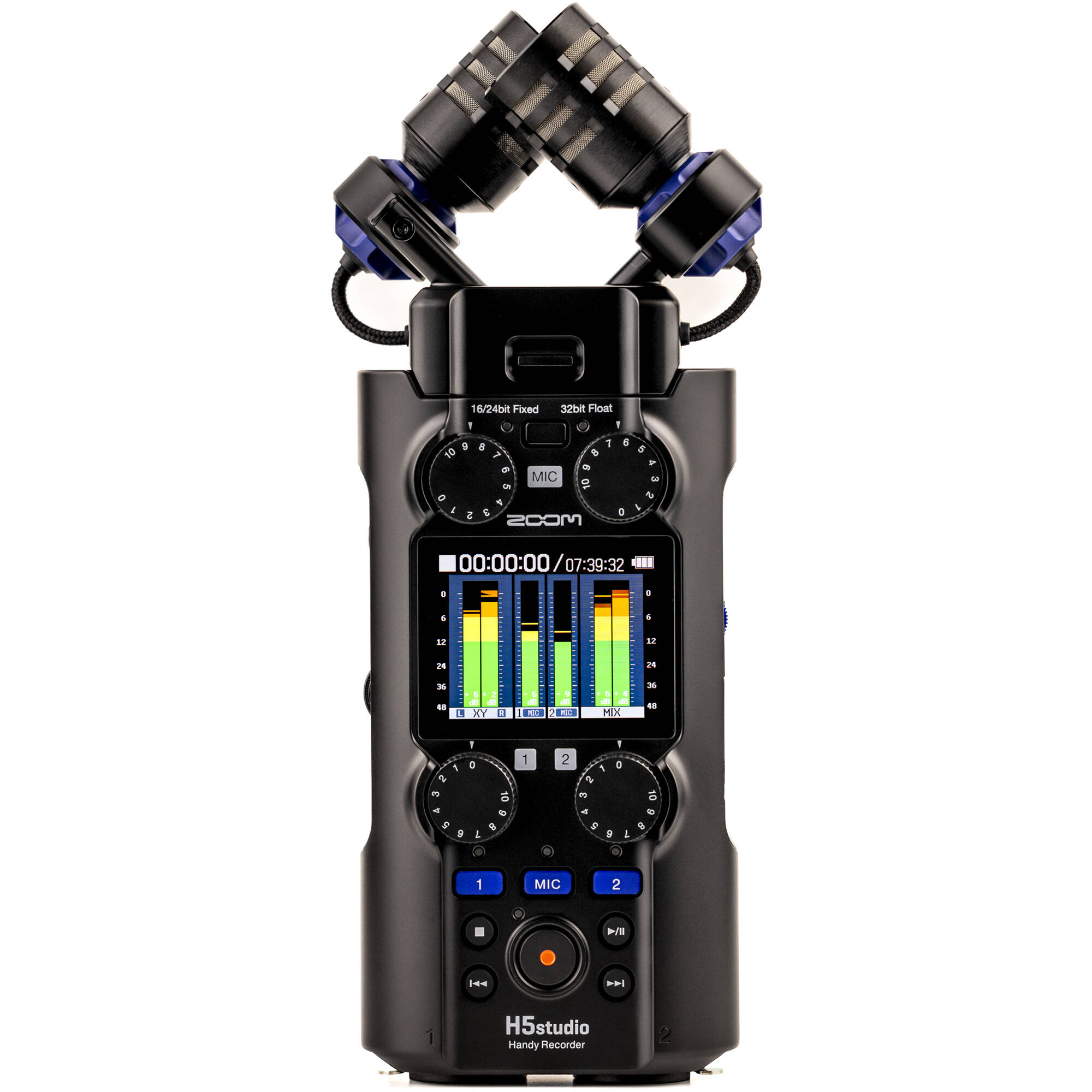 Zoom H5 digital recorder with multiple input jacks and portable design, ideal for professional audio recording.