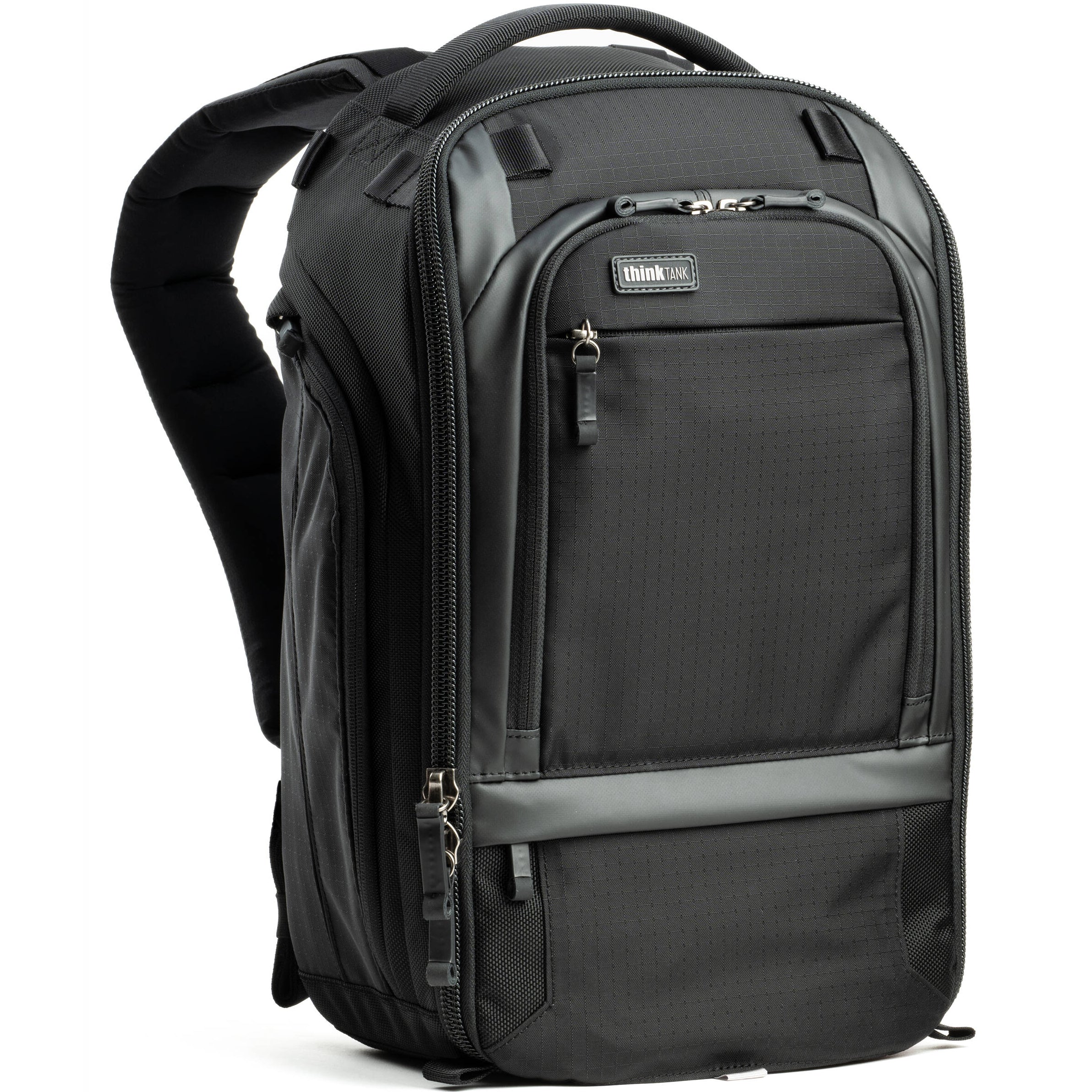 Think Tank Walker Pro Series backpack with padded compartments for video equipment storage, black durable camera bag.