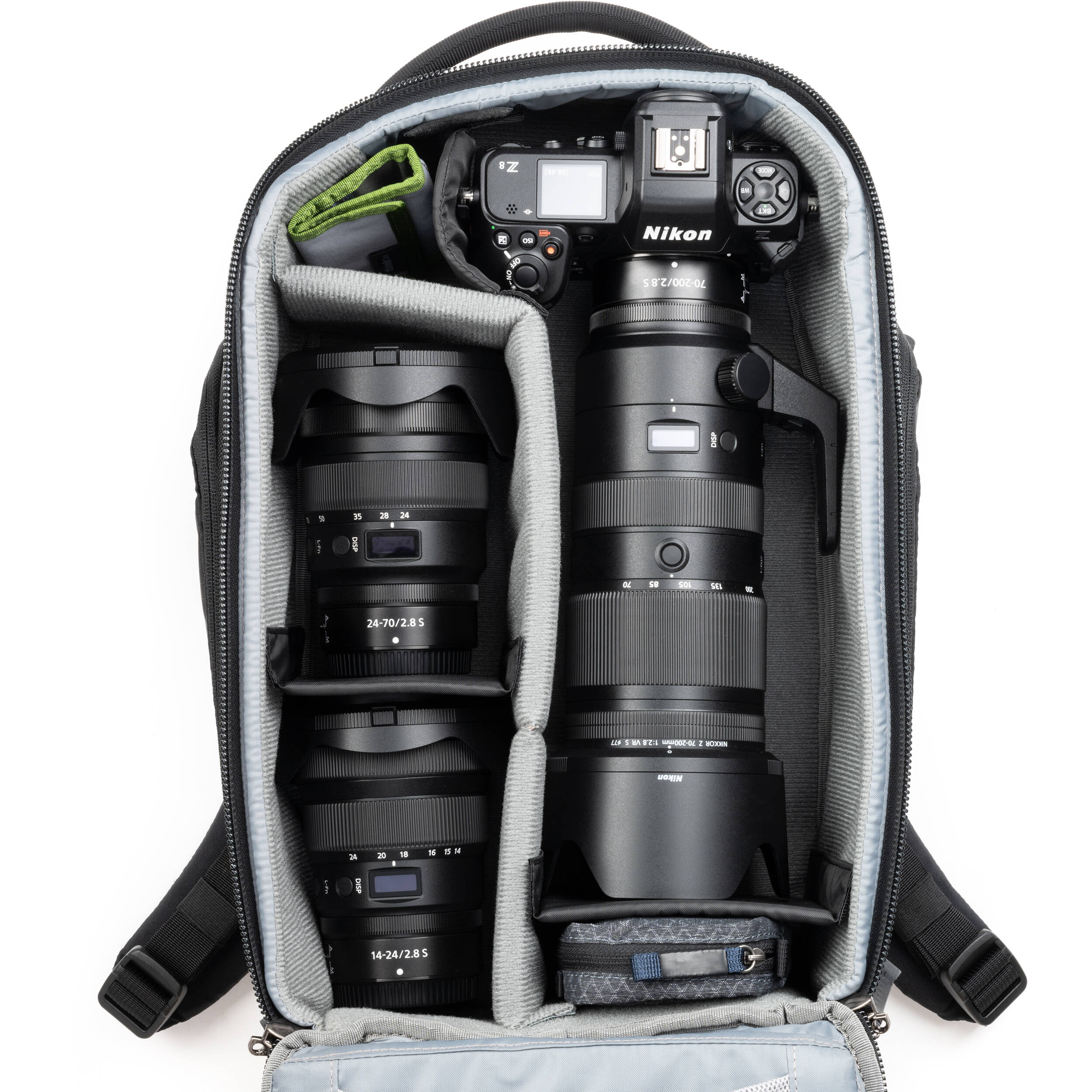 Think Tank Walker Pro Series backpack for video equipment, black bag with padded compartments and adjustable straps.