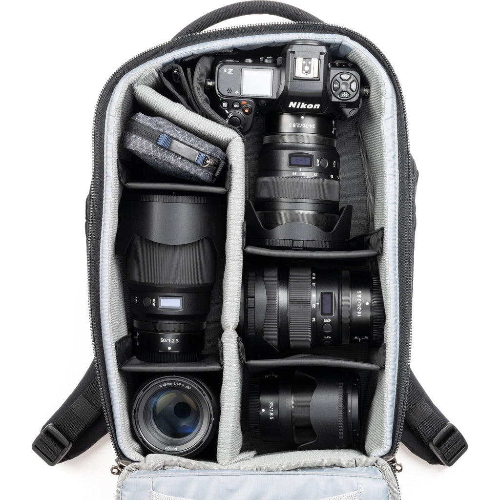 Think Tank Walker Pro Series backpack with multiple compartments for video equipment and gear storage.