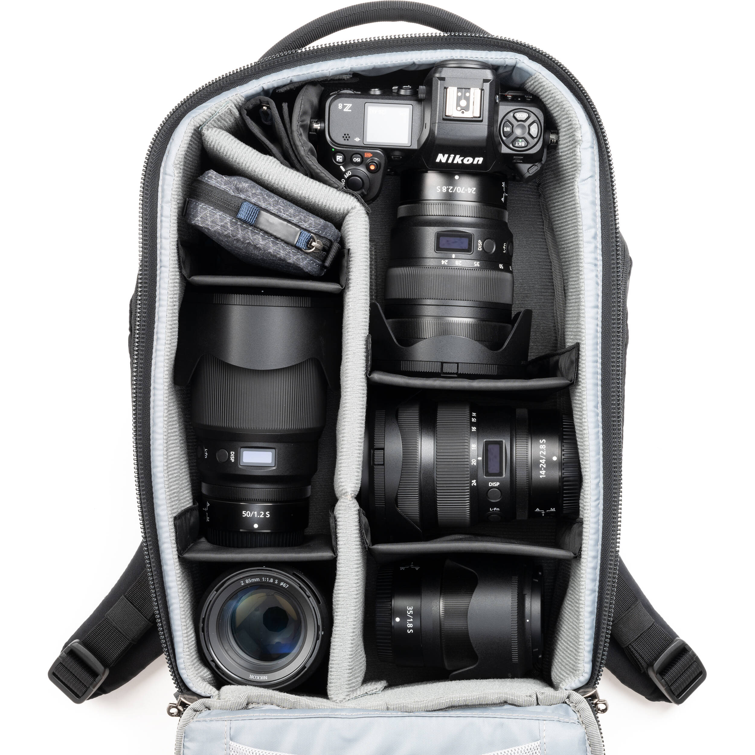 Think Tank Walker Pro Series backpack with multiple compartments for video equipment and gear storage.