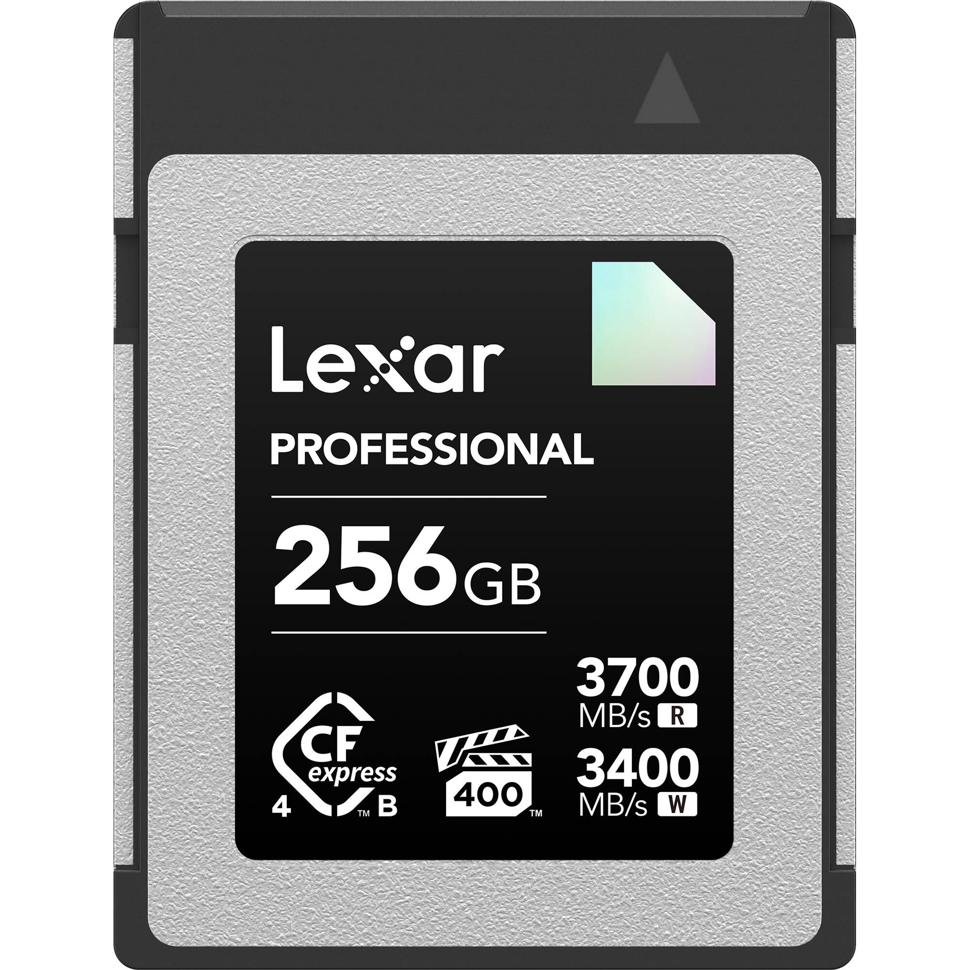 Lexar CFexpress Pro Diamond memory card showing the black and silver design with model details on the label.