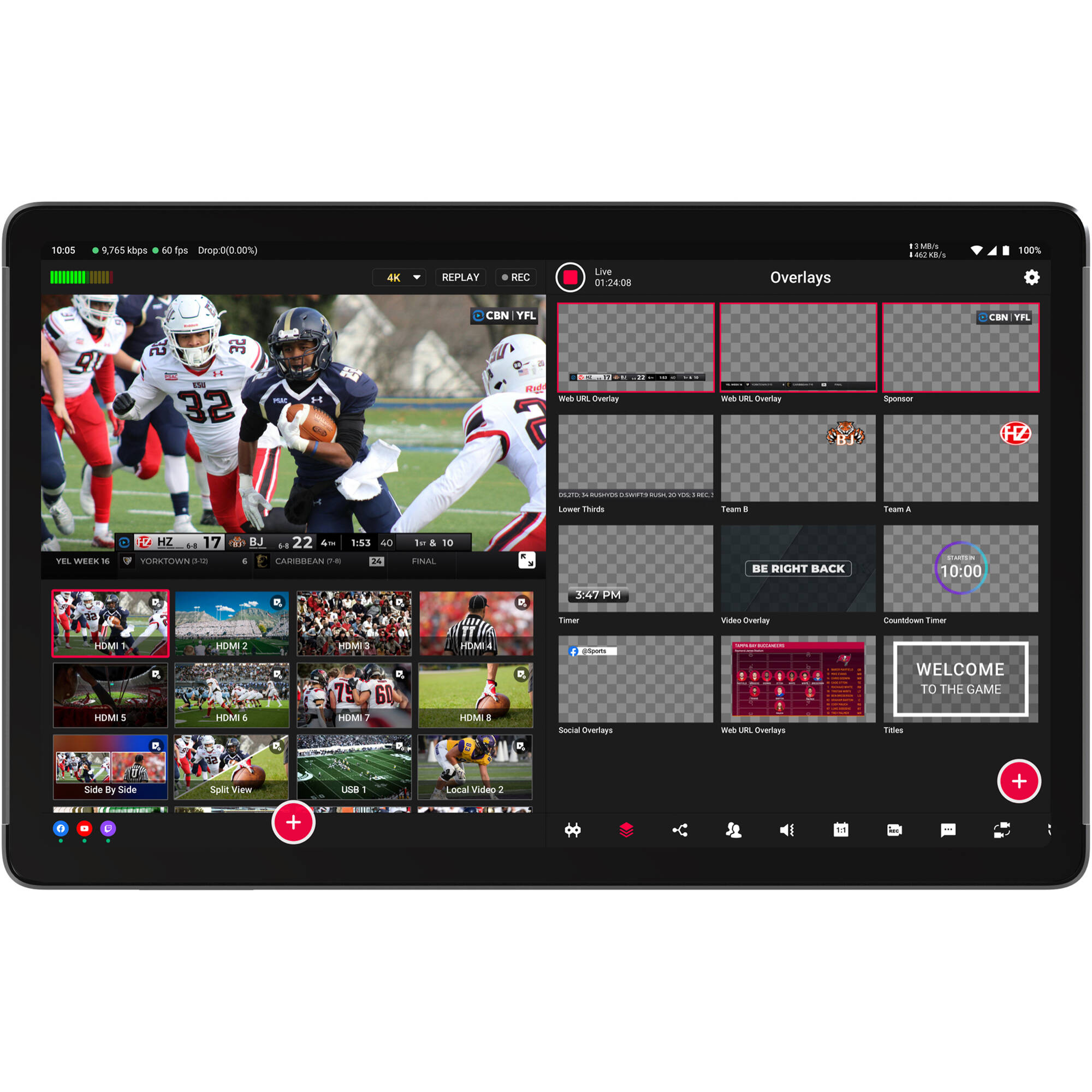 YoloLiv YoloBox Extreme video monitor with touchscreen display, live streaming controls, and professional broadcasting features.