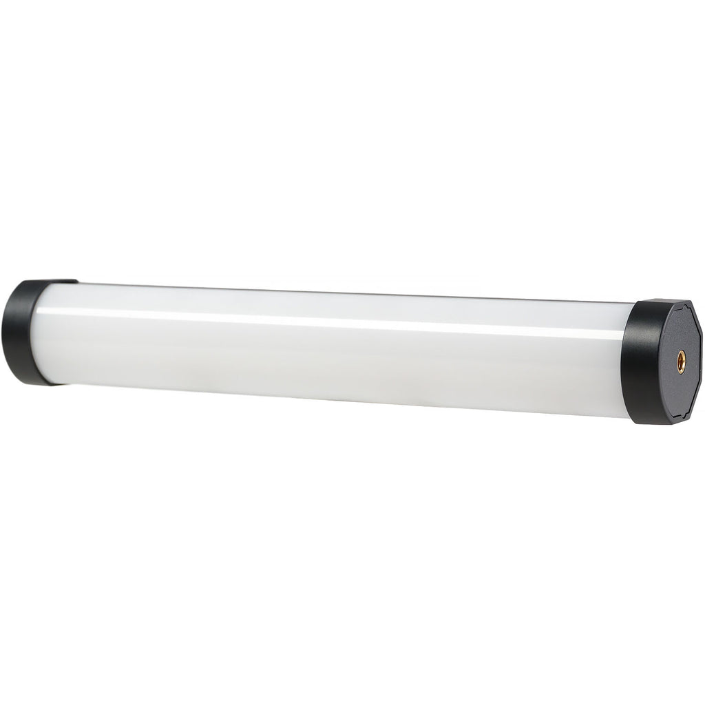 Nanlite PavoTube II 6XR LED RGBWW pixel tube light showing a long, slim light stick with adjustable color and brightness settings.