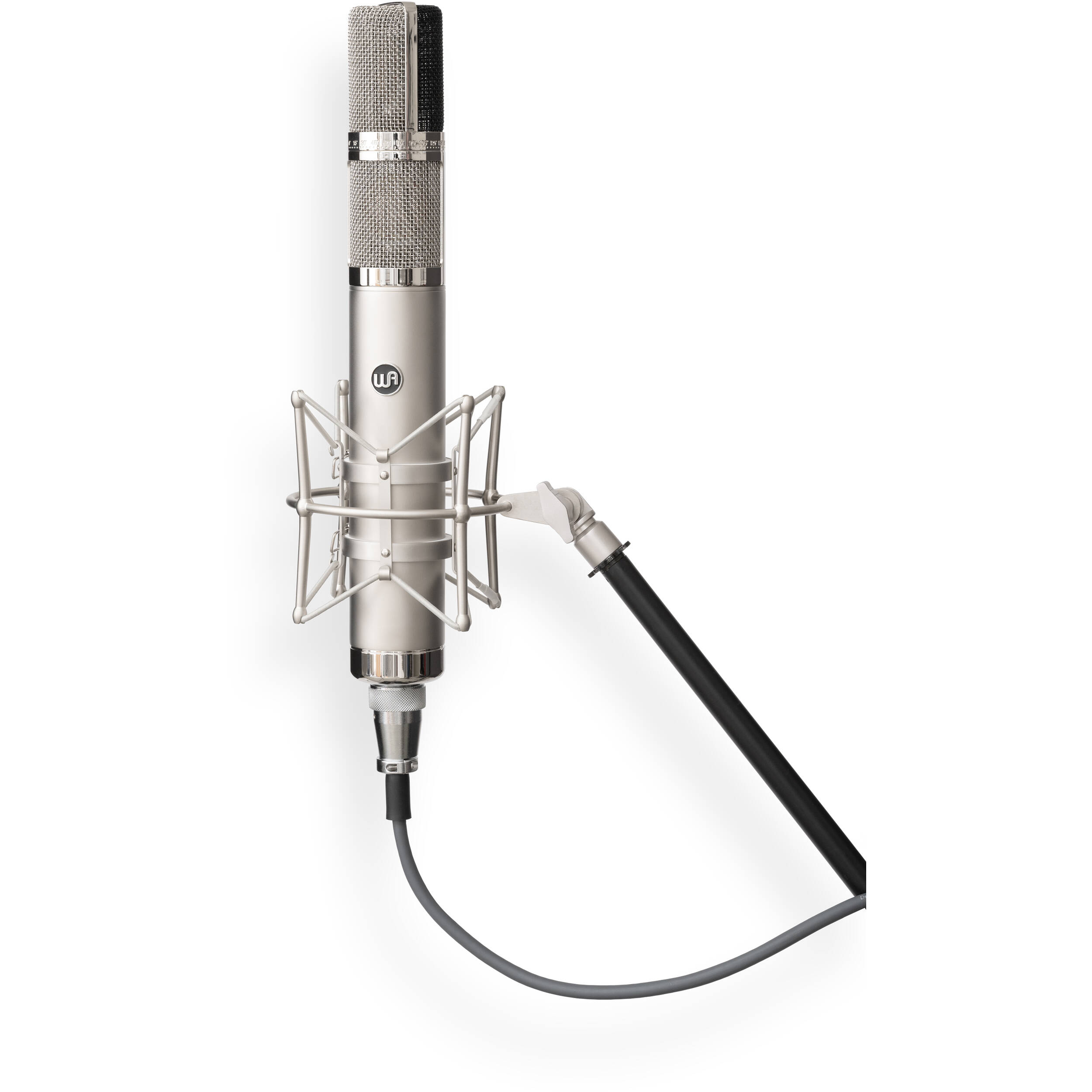 Warm Audio WA-CX24 condenser microphone with metal body and grille, designed for studio recording and vocals.