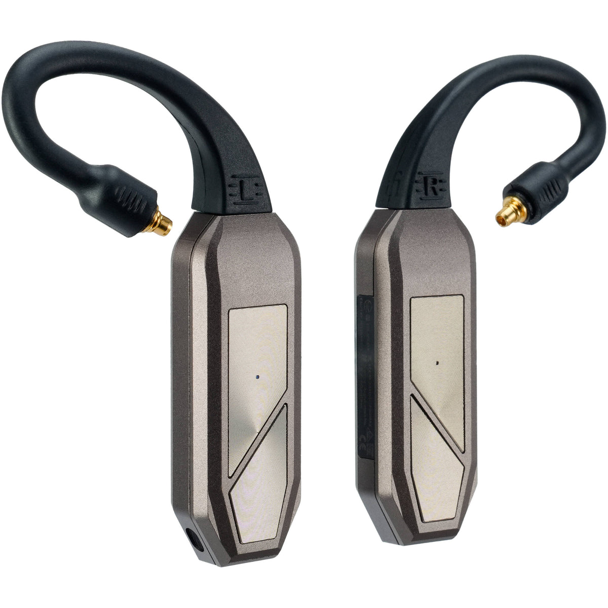 iFi Audio Go Pod Max headphone amplifier and DAC with sleek black design and controls visible on the front panel.