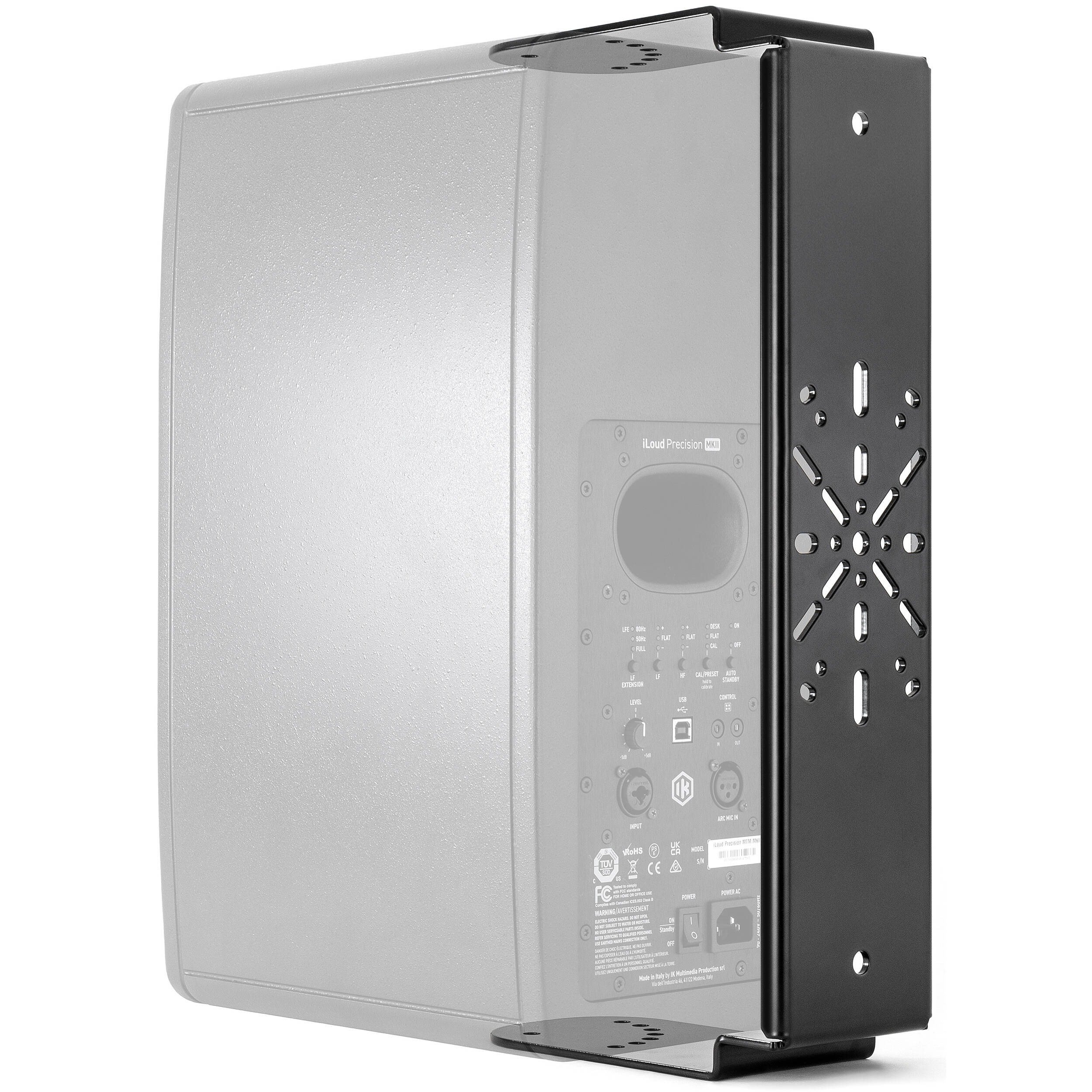 IK Multimedia iLoud Precision MTM MK2 studio monitor stands with mounting brackets for secure speaker placement.