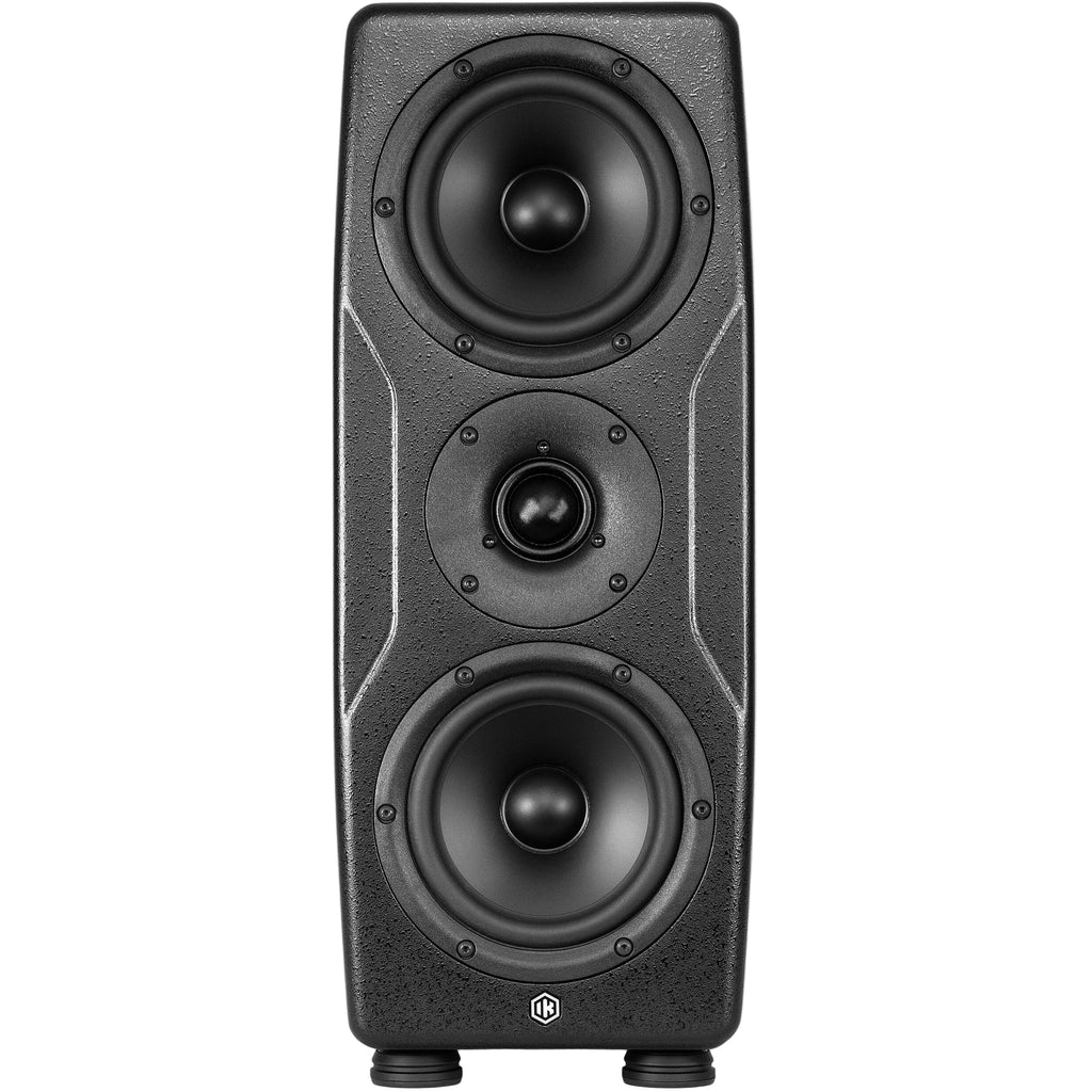 IK Multimedia iLoud Precision MTM MK2 active nearfield monitors, compact studio speakers with sleek black finish.