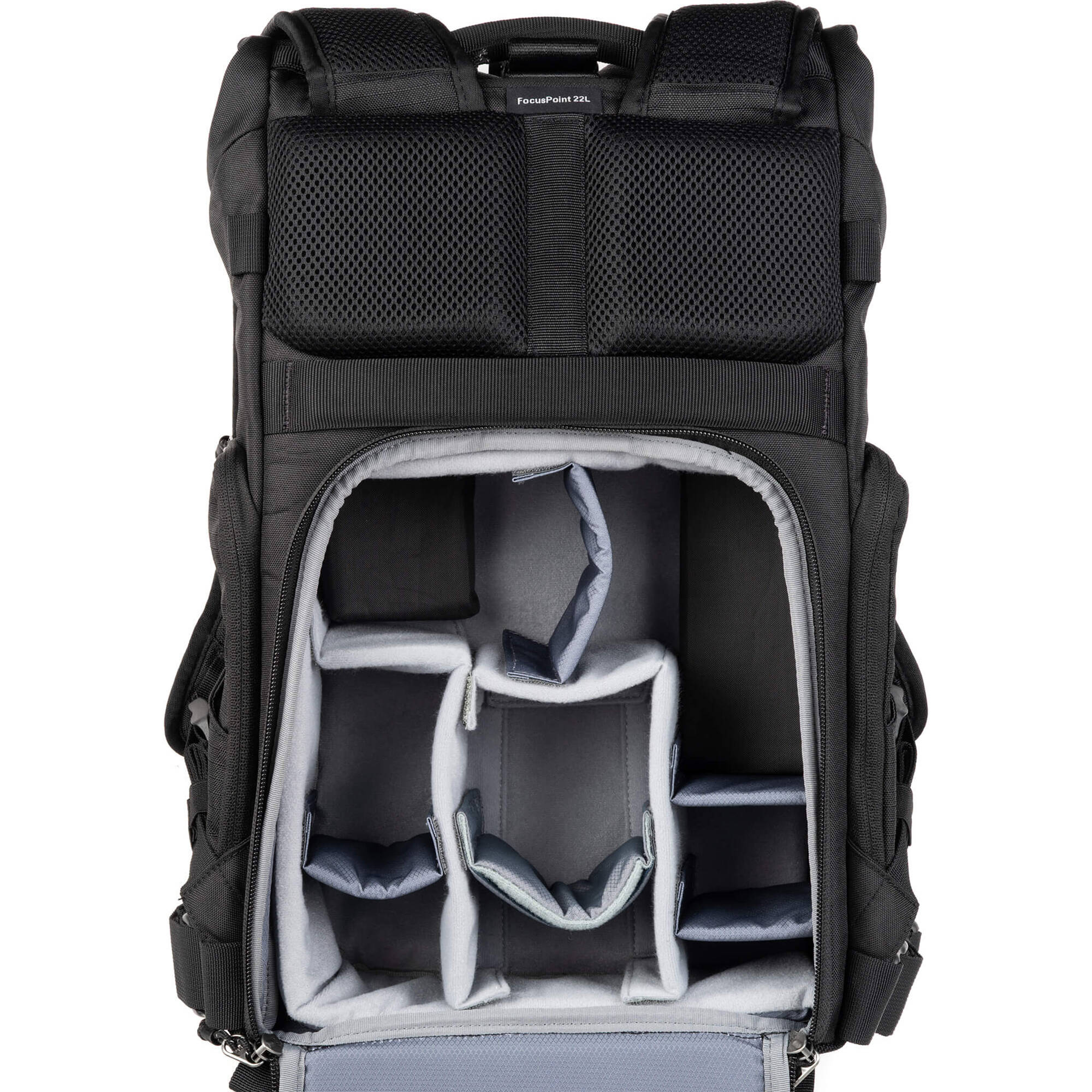 Think Tank FocusPoint RollTop video equipment bag with padded compartments and roll-top closure, designed for gear protection and portability.