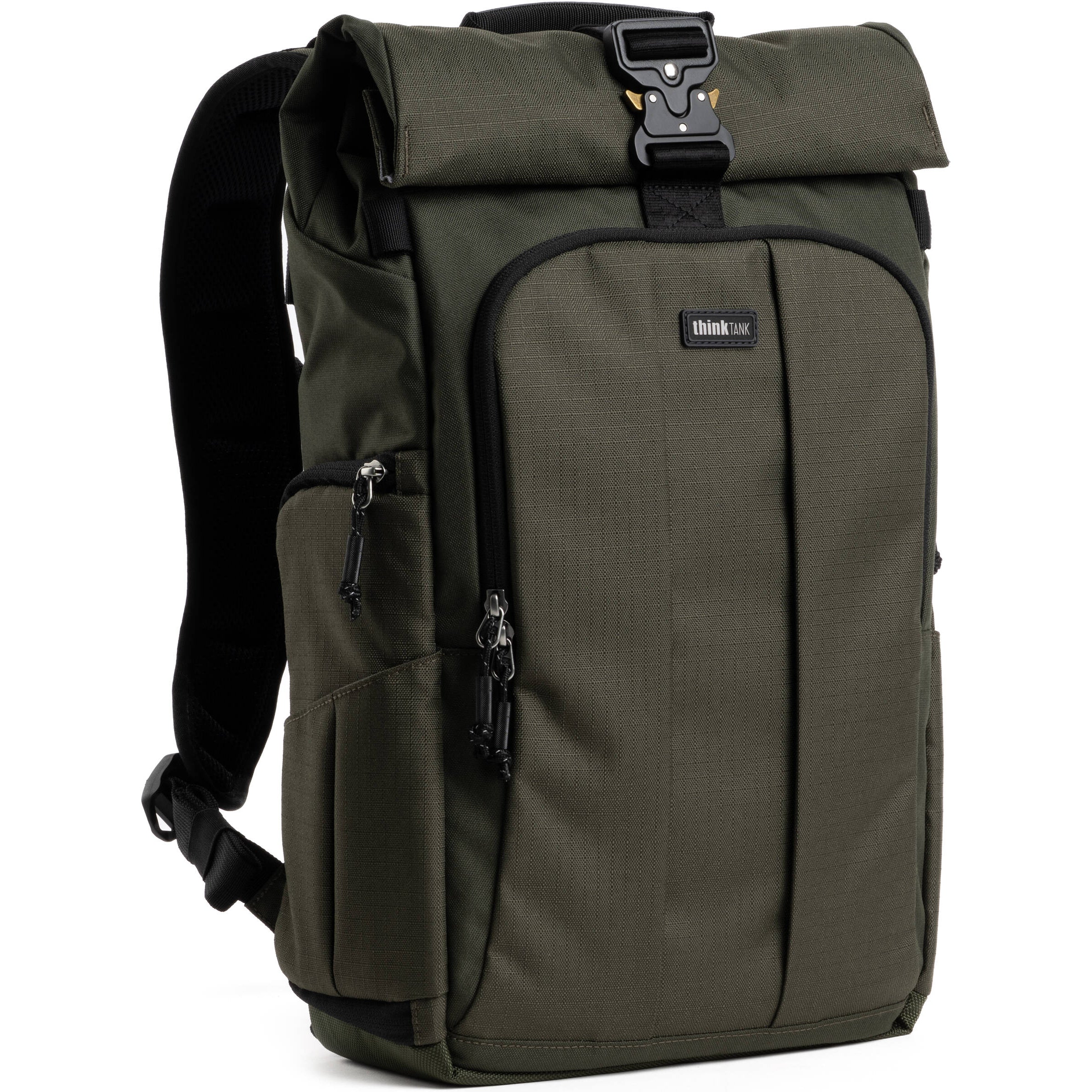 Think Tank FocusPoint RollTop video equipment bag with padded compartments and roll-top closure for secure storage.