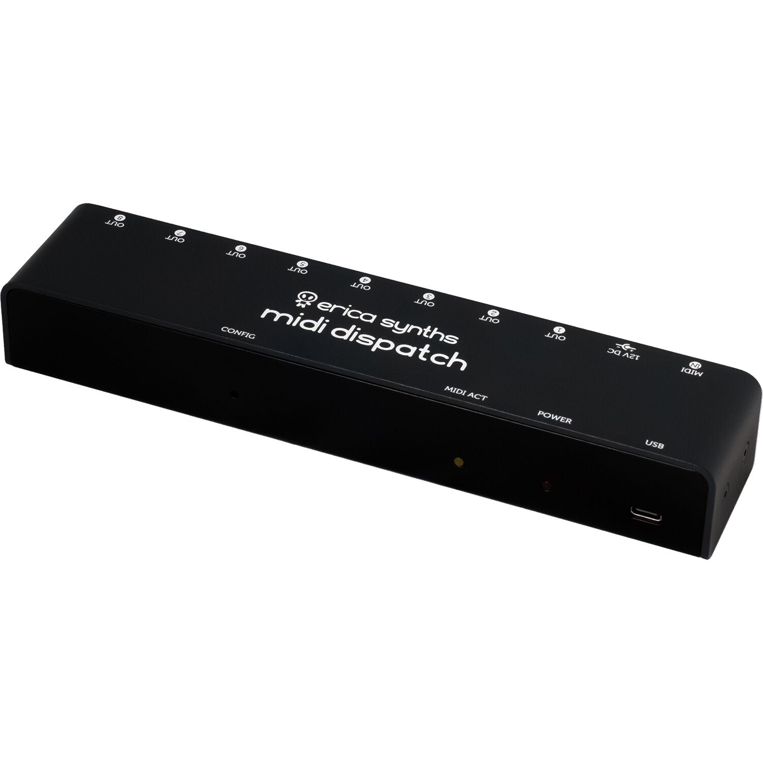 Erica Synths Midi Dispatch MIDI interface with multiple input and output ports for seamless MIDI connectivity.