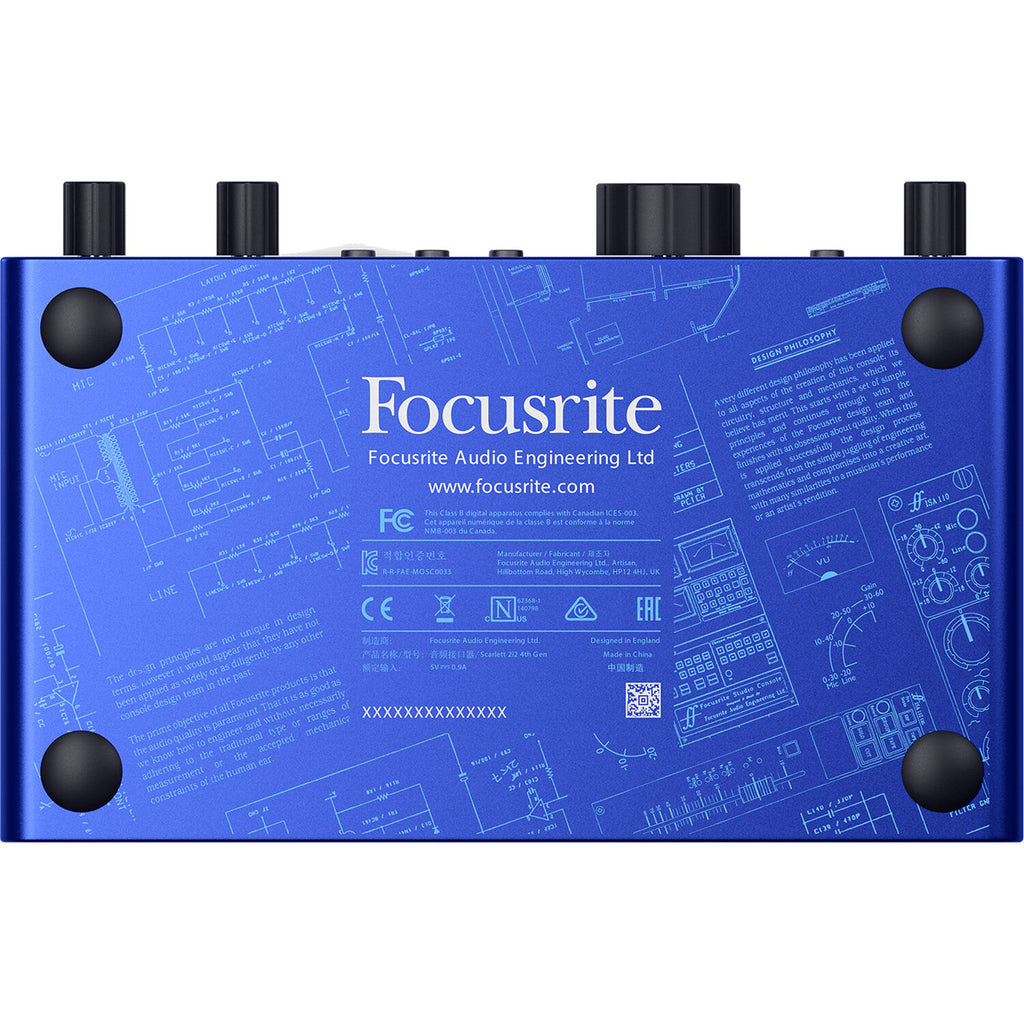 Focusrite Scarlett 2i2 4th Gen Anniversary Edition audio interface with dual inputs and sleek design.