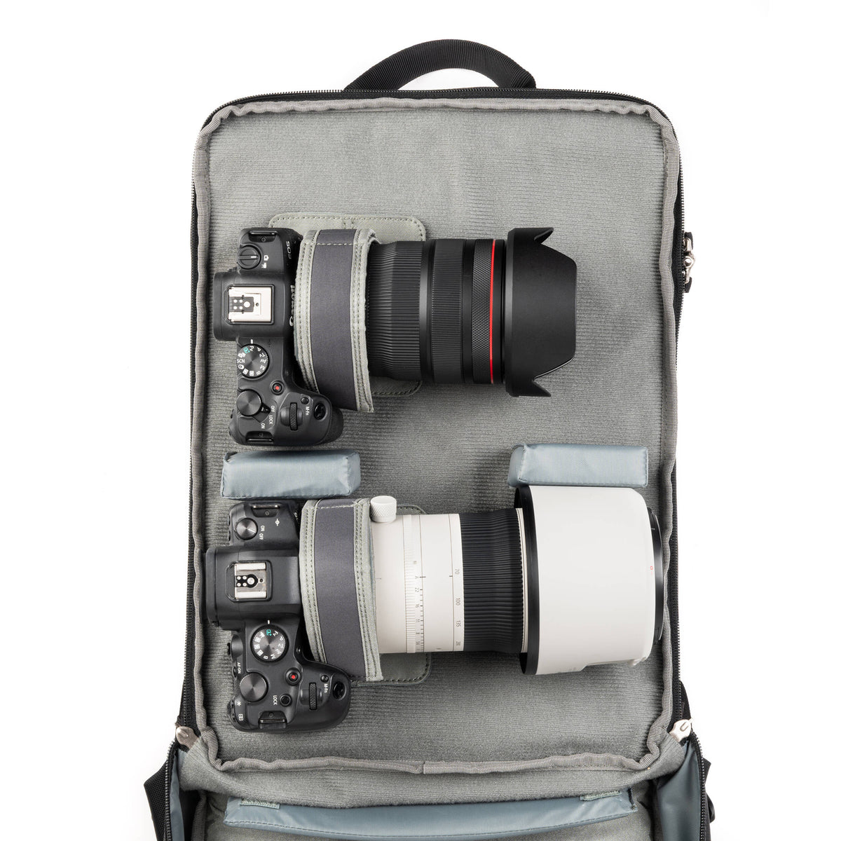 Think Tank Shape Shifter video equipment bag with adjustable compartments and padded interior for camera gear storage