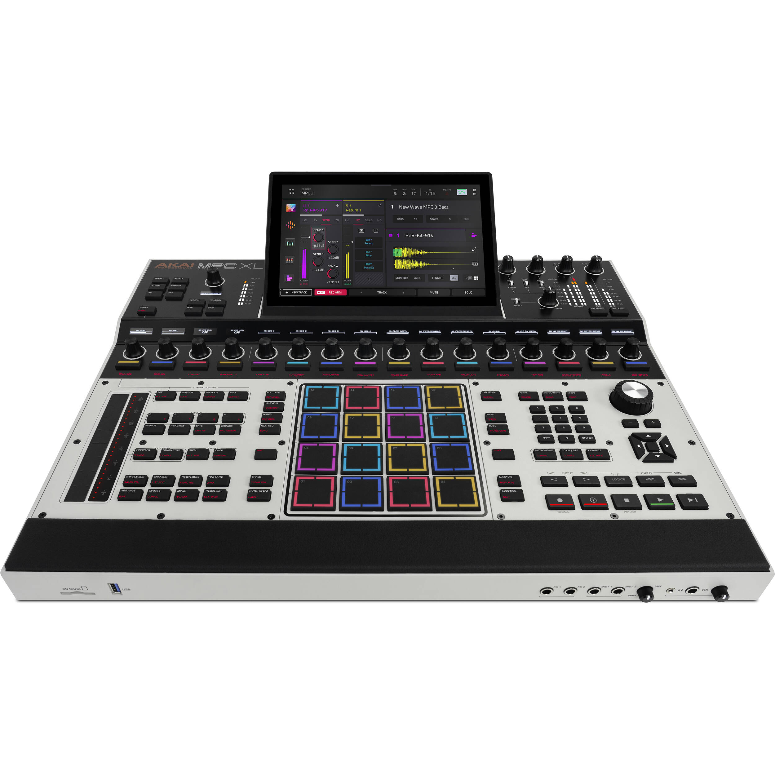 Akai Professional MPC XL drum machine and sampler with large pads and control interface for music production and beat making.