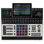 Akai Professional MPC XL drum machine and sampler with multiple pads and control knobs, used for music production.