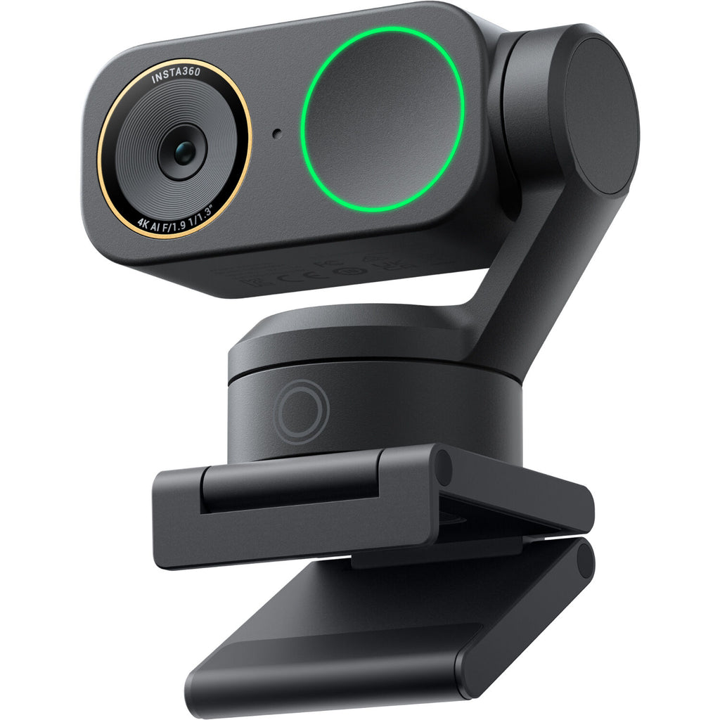 Insta360 Link 2 Pro video conferencing camera with adjustable lens and sleek black design, ideal for professional virtual meetings.