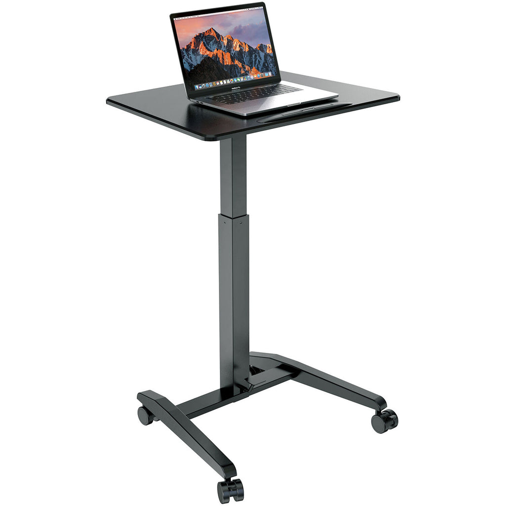 K&M 12186 laptop desk stand with adjustable height and ergonomic design, perfect for comfortable workspace setup.