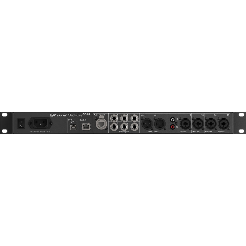 PreSonus StudioLive Series III SE 16R digital mixer with touchscreen, knobs, and input/output ports for live sound mixing.
