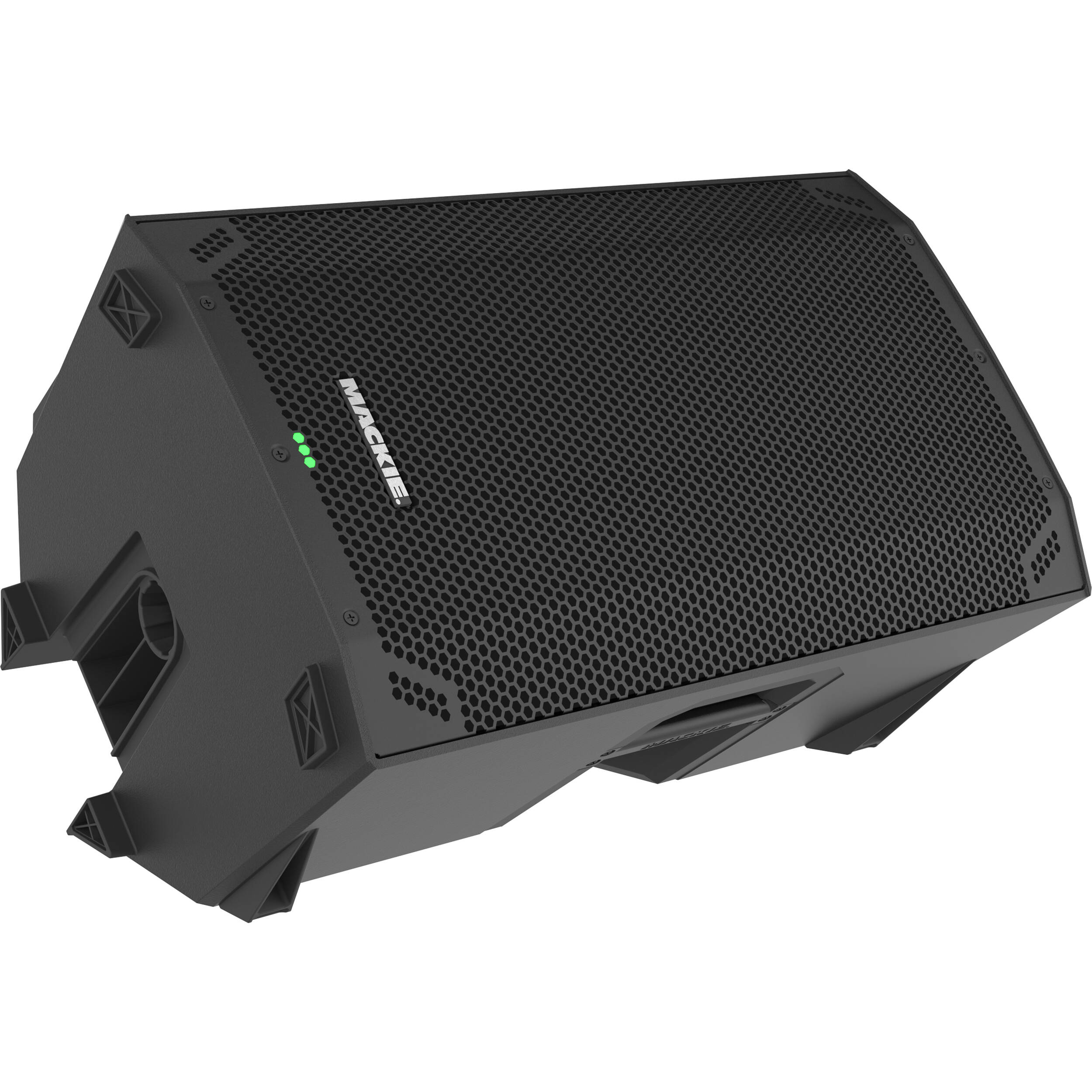 Mackie Thump12v4 active loudspeaker with black cabinet, front grille, and control panel for live sound reinforcement.