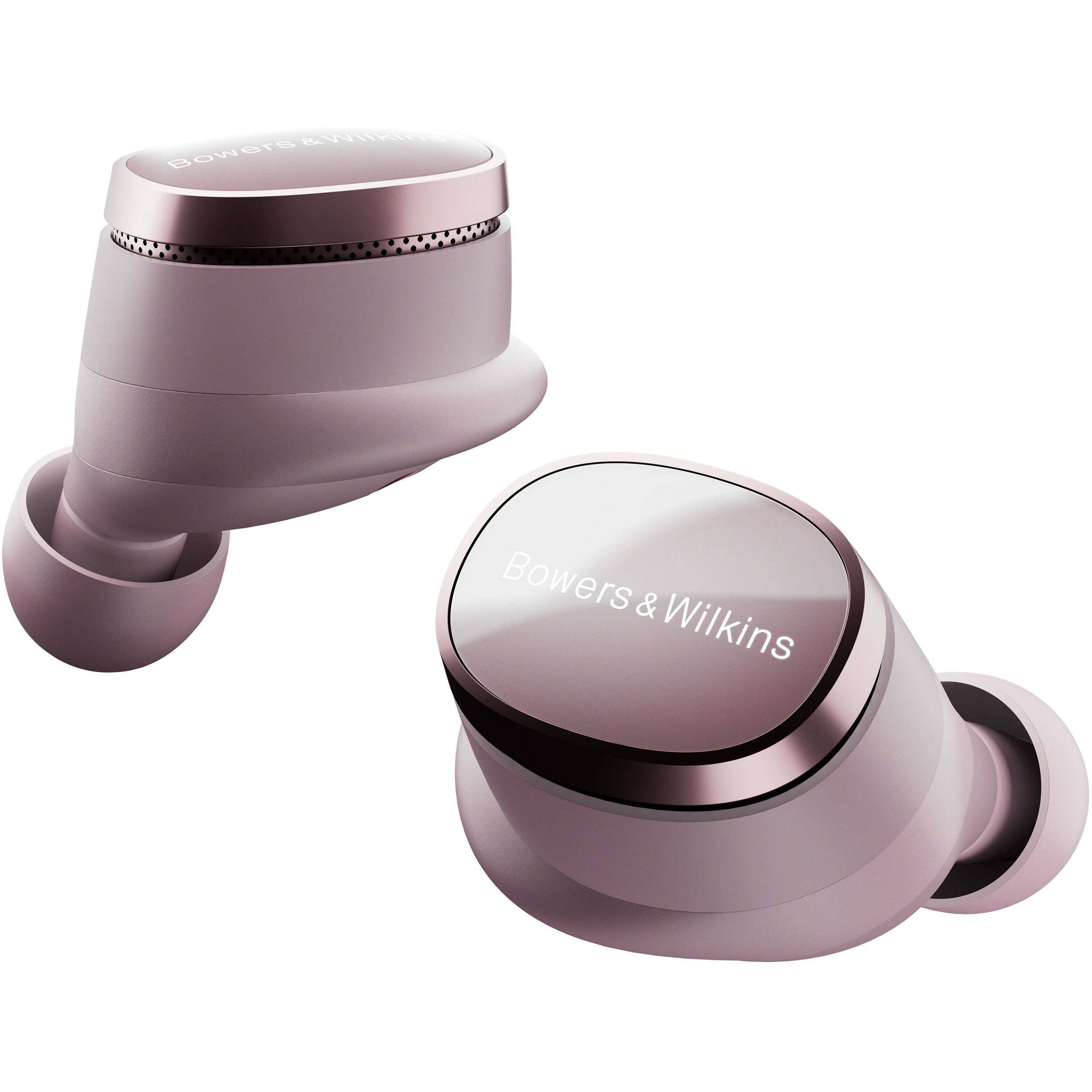 Bowers & Wilkins Pi8 wireless in-ear headphones with sleek black design and compact earbuds.