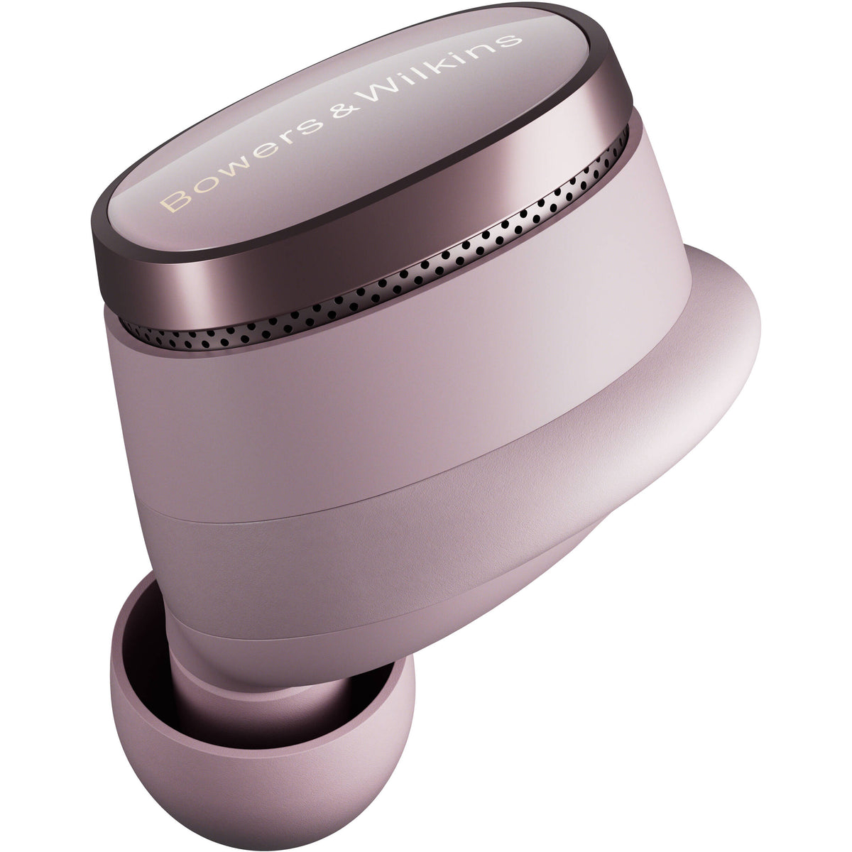 Bowers & Wilkins Pi8 wireless in-ear headphones with sleek design and in-ear earbuds, black color, and inline controls.