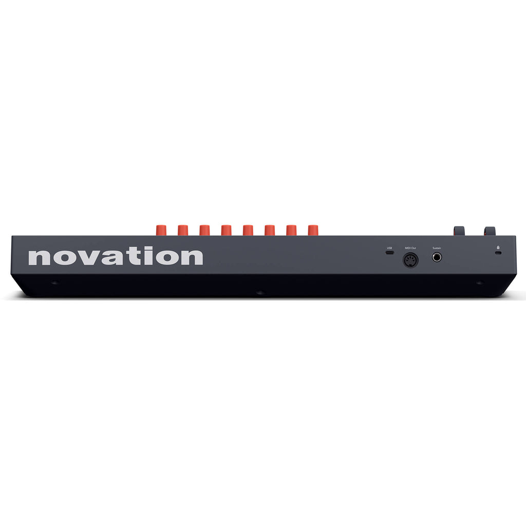 Novation FLkey 2 49 MIDI keyboard with illuminated keys, control knobs, and compact design for music production and performance.