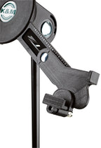 K&M 19790 multimedia microphone stand with adjustable arm and sturdy base for professional audio setup.