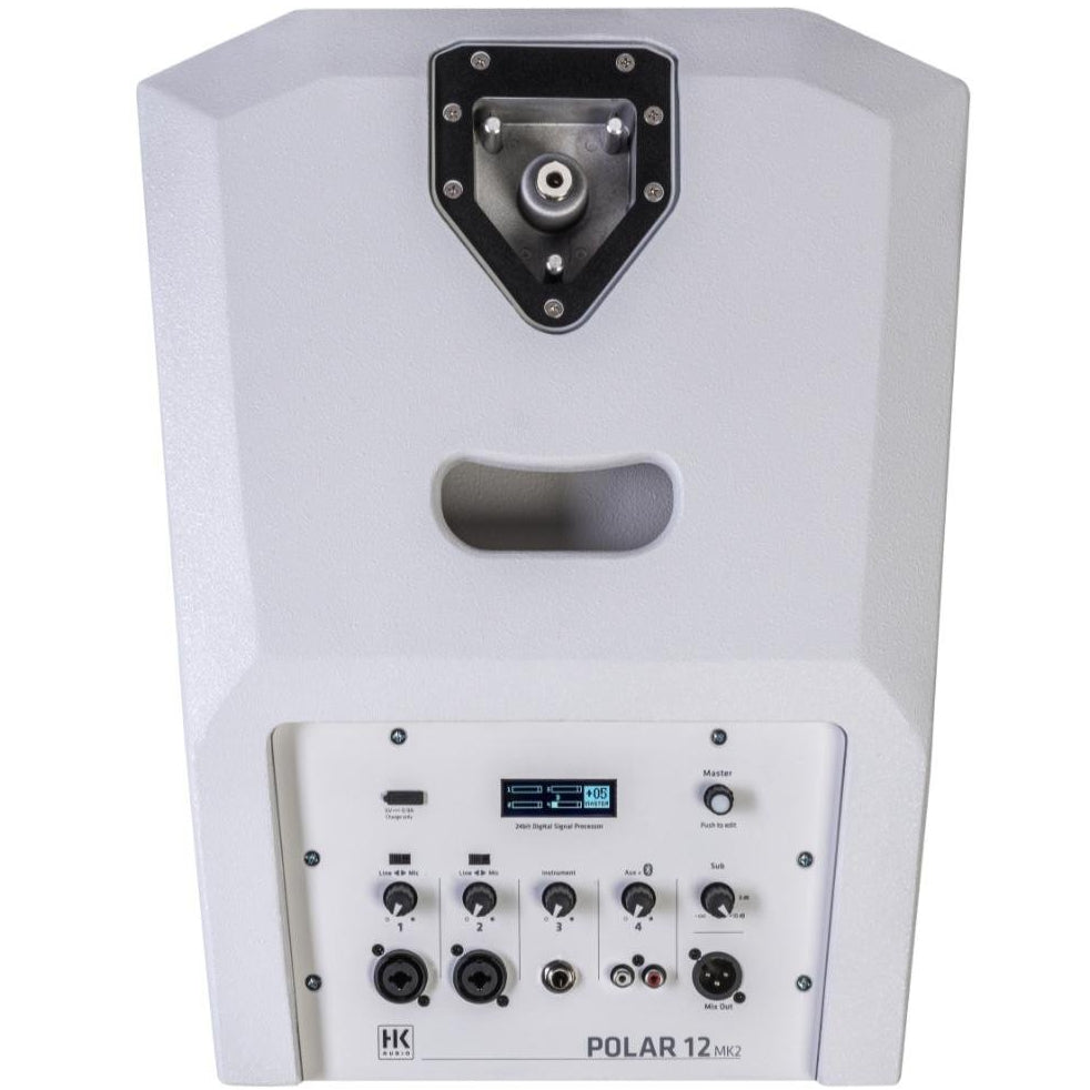 HK Audio POLAR 12 MK2 active column speaker with sleek design and multiple speaker drivers, ideal for professional sound reinforcement.