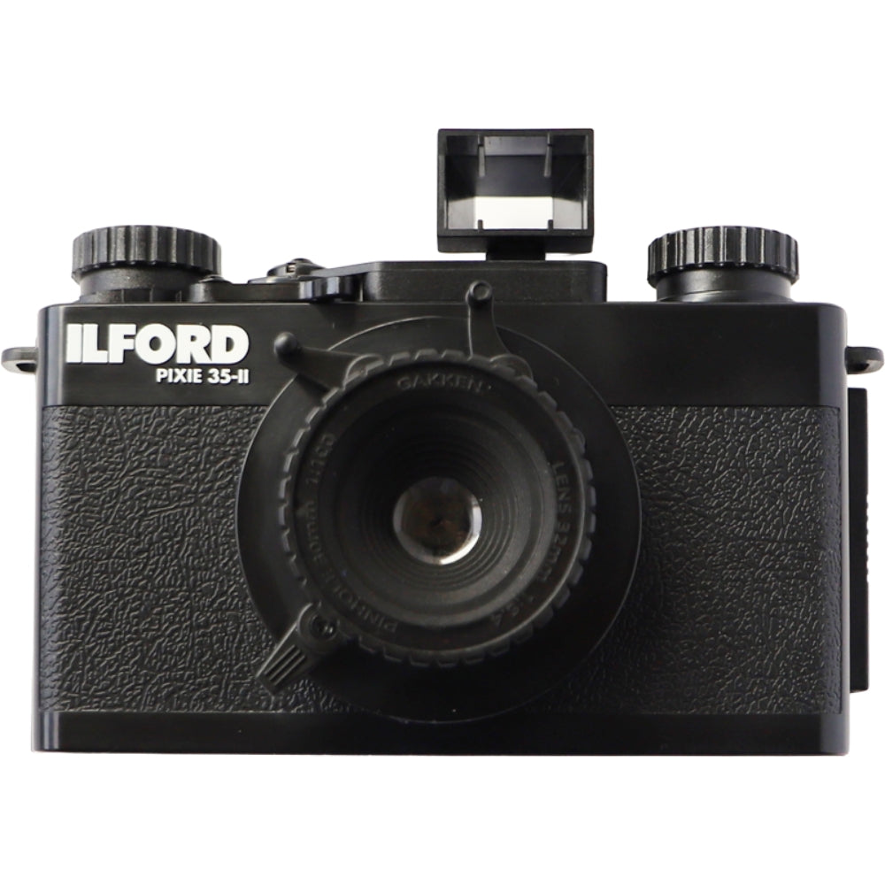 Ilford Pixie 35-II instant compact camera with black body and lens, ready for instant photography.