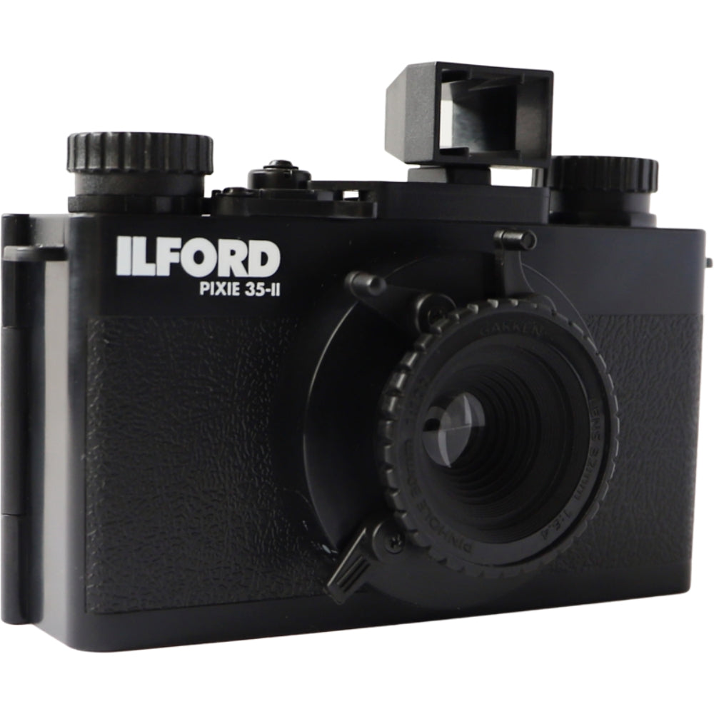 Ilford Pixie 35-II instant compact camera with colorful design and lens, ready for instant photos.