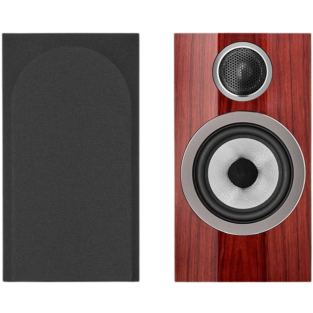 Bowers & Wilkins 707 S3 Prestige passive bookshelf speakers with black matte finish and sleek design.