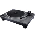 Technics SL-1500CS turntable with sleek black finish, tonearm, and control knobs, showcasing high-quality audio equipment.
