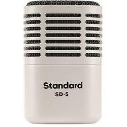 Universal Audio SD-5 dynamic microphone shown with a black grille and body, ideal for professional audio recording.