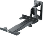 K&M 24167 speaker wall mount for studio monitor stands, black metal bracket with adjustable arms for secure positioning