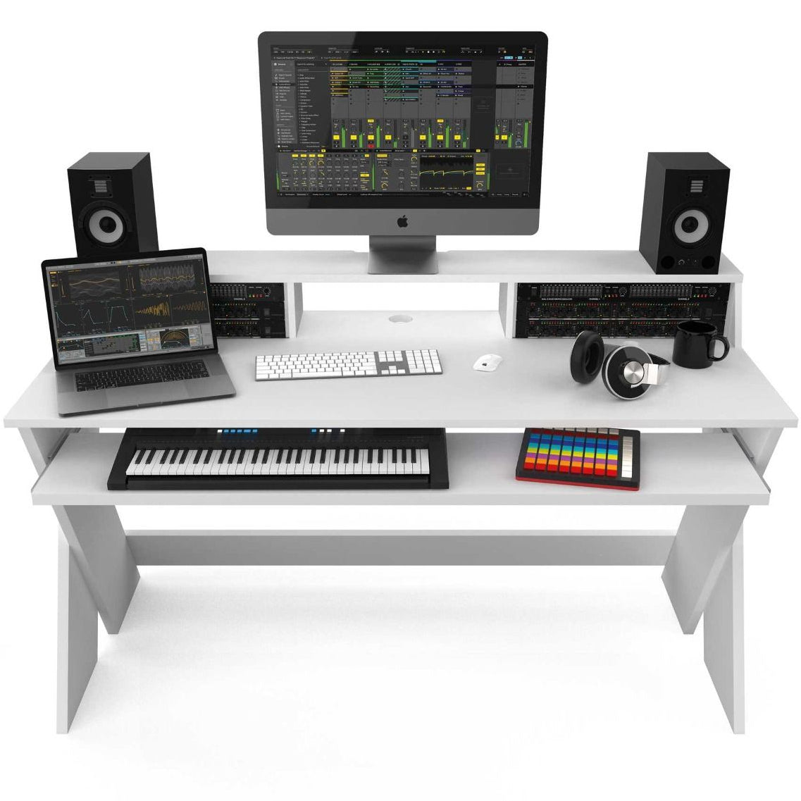 Glorious Sound Desk Pro studio furniture in a sleek design, ideal for music production and audio workspace setup.