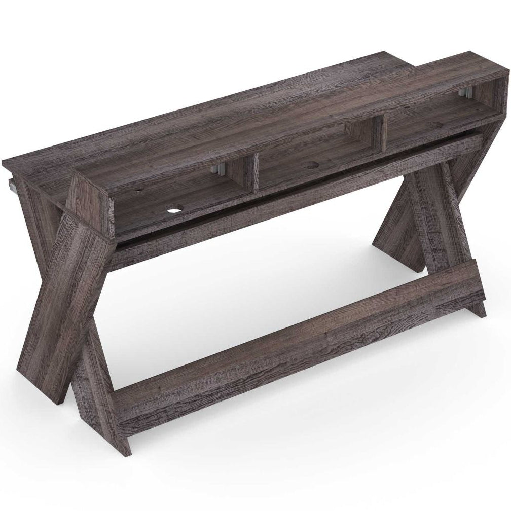 Glorious Sound Desk Pro studio furniture with a sturdy wooden surface and metal frame, ideal for music production setups.