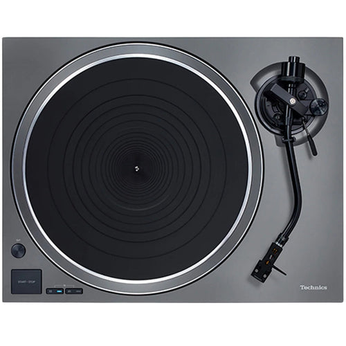 Technics SL-1500CS turntable with wooden plinth and tonearm, showcasing the sleek design and control features.