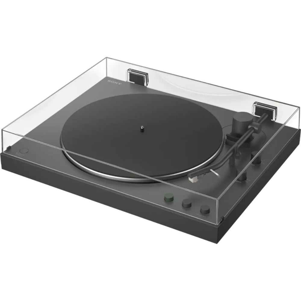 Sony PS-LX3BT turntable with Bluetooth connectivity, featuring a sleek design and tonearm for vinyl record playback.