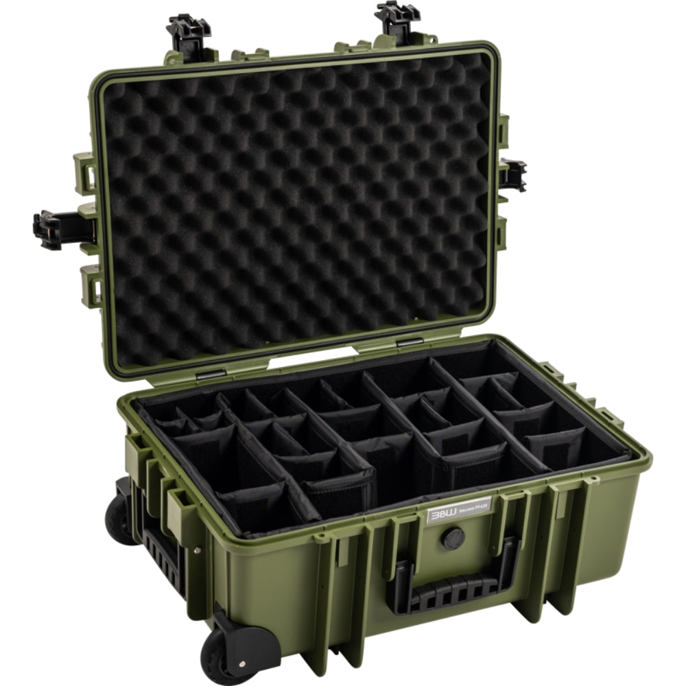 B&W Cases Type 6700 divider system for video equipment bags, showing customizable interior foam and compartment layout.