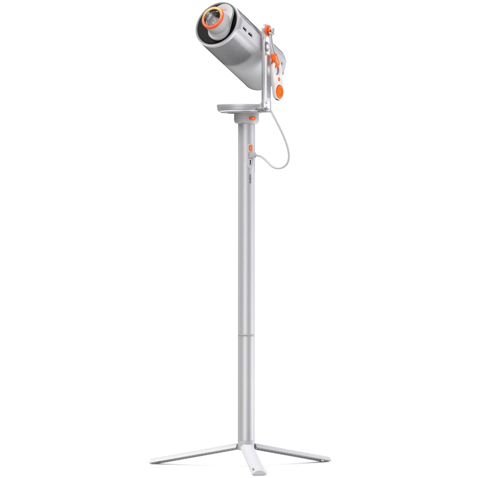 Xgimi Mogo 4 portable projector displaying colorful images on a wall, compact design with lens and control buttons visible.
