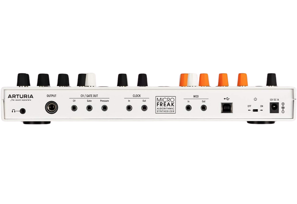 Arturia MicroFreak Vocoder Edition synthesizer with red casing and control knobs, showcasing its compact design and modern features.