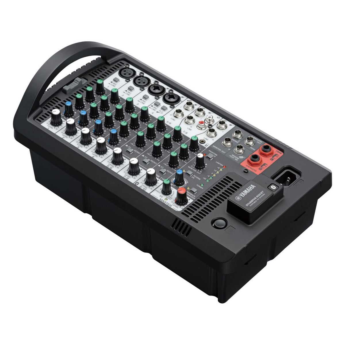 Yamaha Stagepas 600BT portable PA speaker system with built-in Bluetooth, featuring control panel and speaker grille.