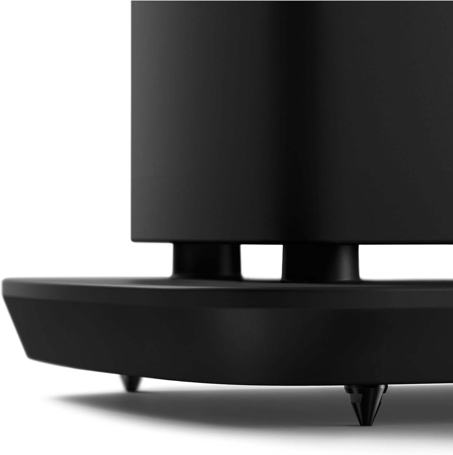KEF LS60 Wireless floorstanding speakers with sleek black finish and modern design, showcasing their elegant shape and speaker grille.