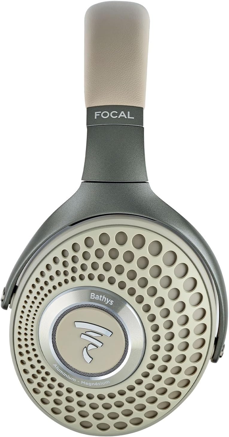Focal Bathys wireless headphones in black with plush ear cushions and adjustable headband, showing the sleek design and controls.