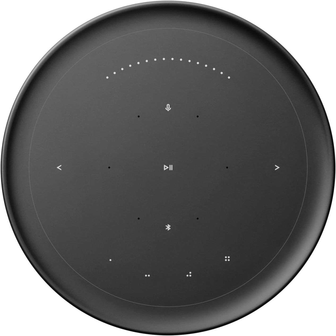 Bang & Olufsen Beosound Balance wireless speaker with sleek design and fabric-covered speaker grille, front view.