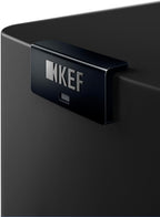 KEF LS60 Wireless floorstanding speakers with sleek black finish and modern design, showcasing their slim profile and high-quality build.