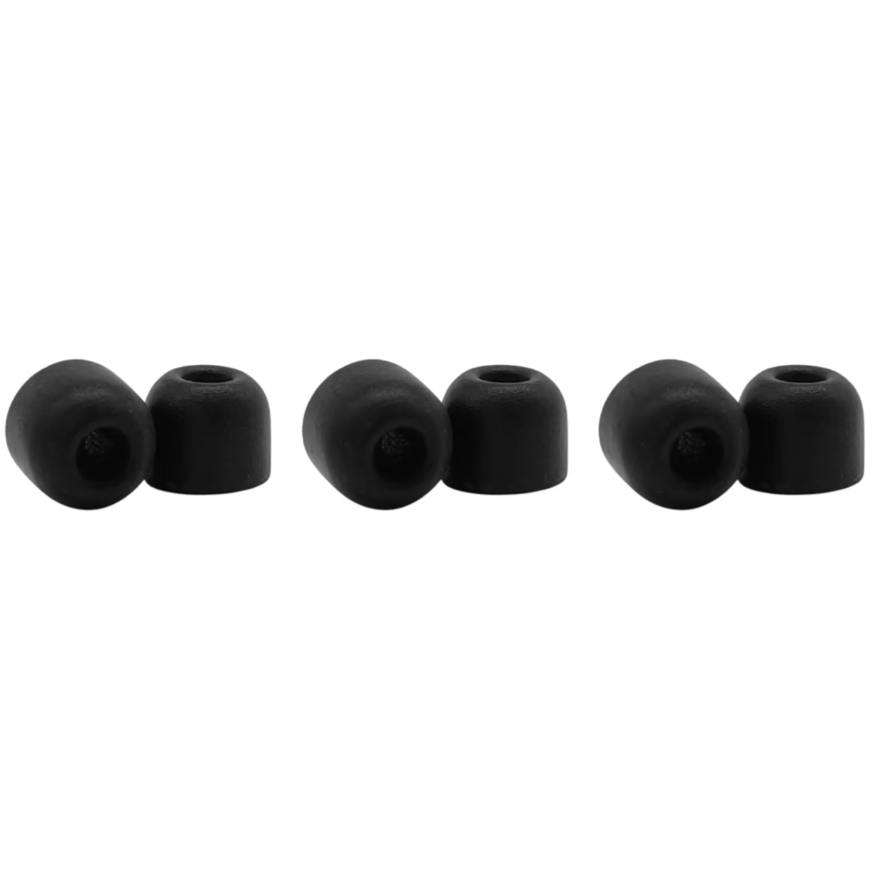Shure EACYF1-6S black foam earpad sleeves for headphones, small size, three pairs shown in the image.